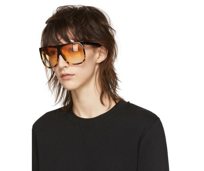 Pre-owned Loewe Lw40001f Filipa 56e Dark Blond Havana Brown Shield Women Sunglasses