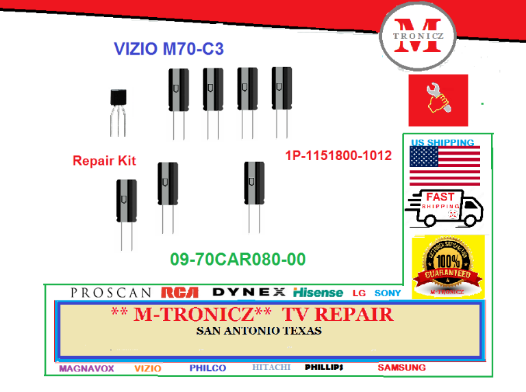 Kit Riparazione Alimentatore Per TV Vizio M70-C3 – Schede 09-70CAR080-00 E 1P-1151800-1012