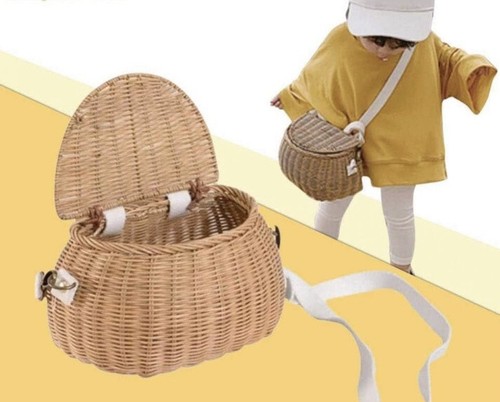 Willow Fish Basket Creel Wicker Vintage Traps W/ Strap Bamboo Durable.