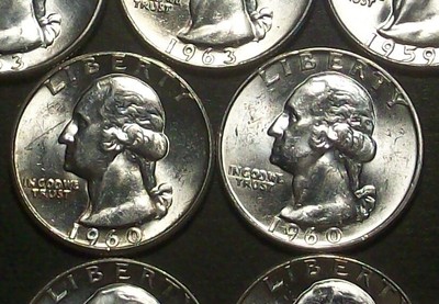 1960-P&D BU WASHINGTON QUARTERS- PRETTY CLEAN, SOLID COINS-FREE SHIPPING!