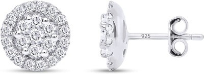 1/2 CT Round Lab Created Moissanite Cluster Stud Earrings 925 Silver