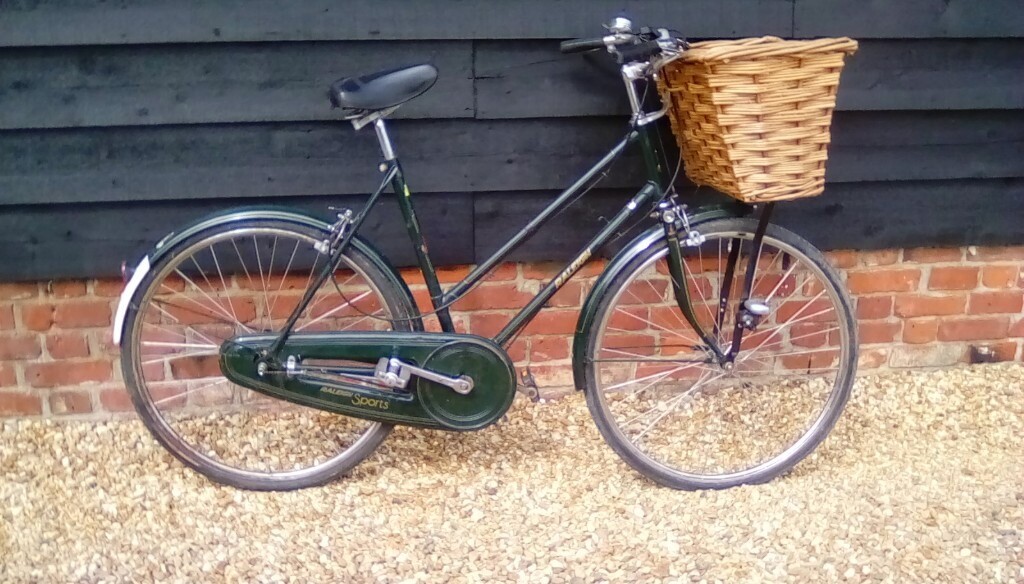 Traditional vintage Cambridge Raleigh Bike with Basket. Sturmey Archer