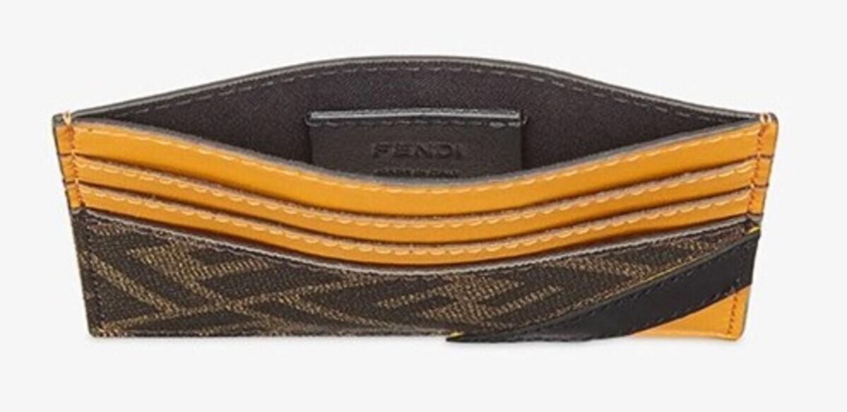 Pre-owned Fendi 'ff Logo Diagonal' Auth Men's Canvas/leather Card Holder Tobacco/org In Brown/orange (f1kjs)