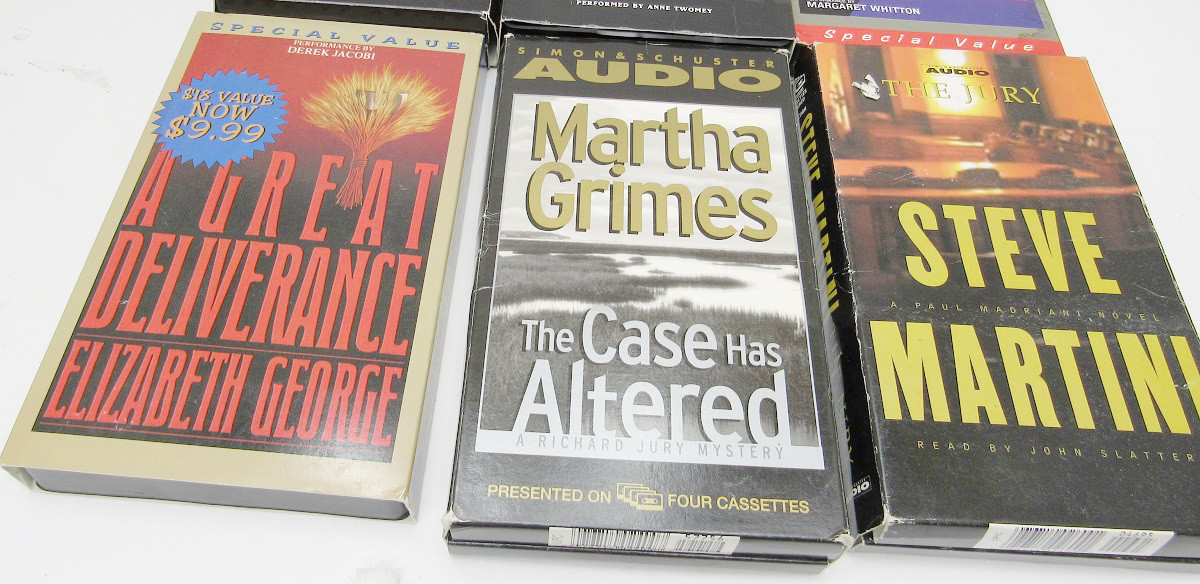 LOT OF 9 AUDIO BOOKS ON CASSETTE NICE CONDITION STUAR WOODS & MORE -AAP