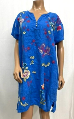 $260 NWT Johnny Was Jessi Button Front Linen Dress - 1X- OL77550724