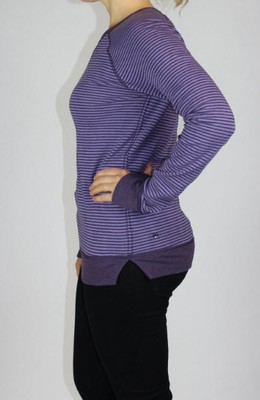Lululemon Open Your Heart Long Sleeve II size 4 Deep Zinfandel Stripe NWT Purple