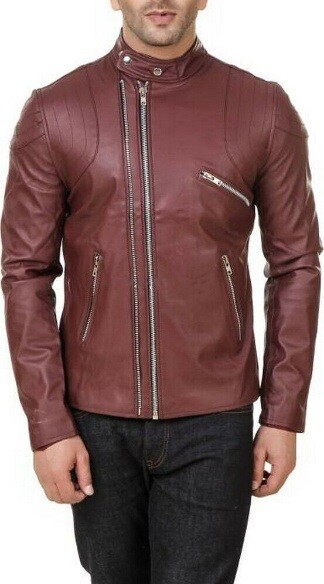 F$L NEU HERREN DESIGNER ECHT LAMMLEDER WEICH BIKER LEDERJACKE - 201