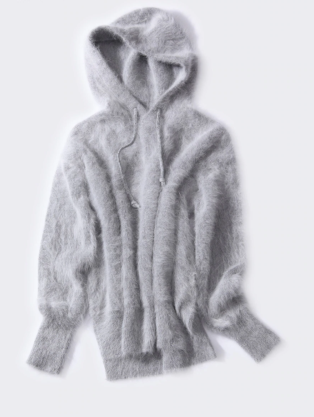 MARKENLOS ❄️4 COLORS ANGORA PULLOVER WOLLE KAPUZE WOOL HOODED JUMPER SWEATER MINK CASHMERE