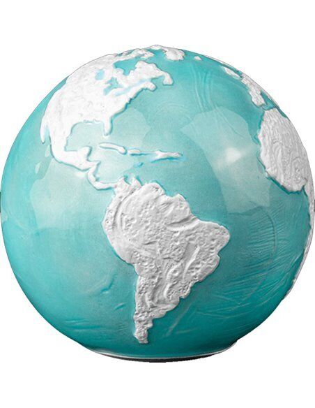 FROZEN MARBLE Planet Earth Spherical 3 Oz Silver Coin 5$ Barbados 2023