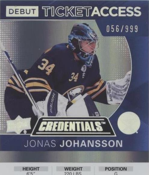2021-22 Upper Deck Credentials - Jonas Johansson #88