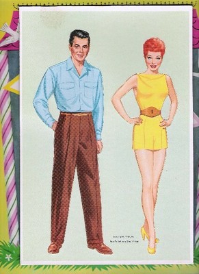 VINTAGE UNCUT 1953 "I LOVE LUCY" LUCILLE BALL & DESI PAPER DOLLS~#1 REPRODUCTION