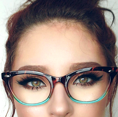 Cat Eye"Ombre" Women Eyeglasses Tortoise Two Tone Gradient Shadz GAFAS Blue Lens