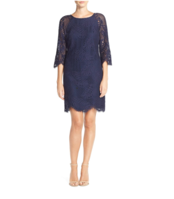 Lilly Pulitzer NEW Rylee Shift True Navy Palm Leaf Lace Dress Size 0 298
