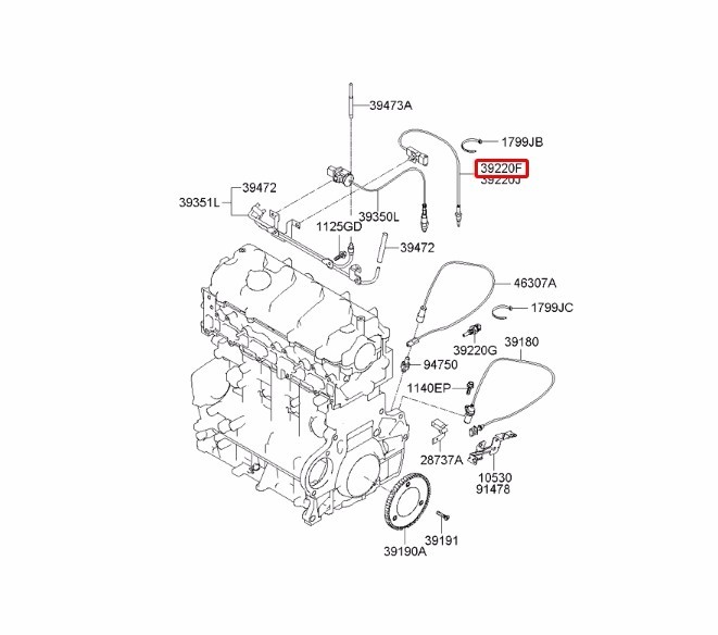 OEM 2.0L CRDi Exhaust Temperature Sensor KIA Sportage 0510 Carens