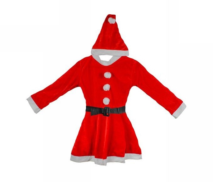 Vestito Custome Di Babbo Natale Babba Feltro Bambina 10-13 Anni sus