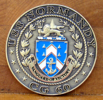 USS Normandy (CG-60) Cruiser Challenge Coin ''Vanguard of Victory'' 1 3/4''
