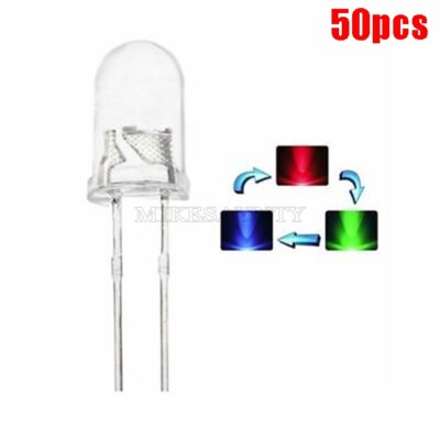 50Pcs Bulb Lamp Super Bright Led Rgb Rainbow Fast Flash 2-Pins F5 5Mm Ic New xh