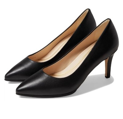 Cole Haan Eliza Grand.OS Black Pointed Toe Smooth Leather Stiletto Pumps, 8M