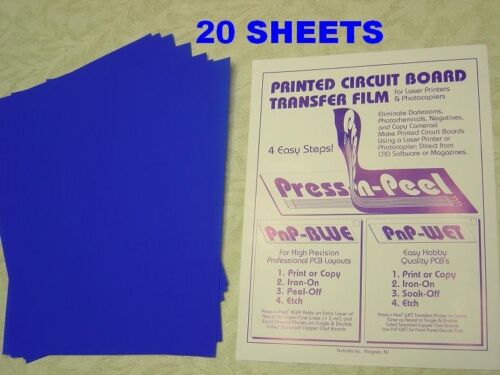 20 Sheets Press-n-Peel Blue PCB Transfer Paper Film Etch Printed Circuit Boards