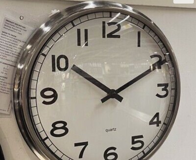 IKEA PUGG Wall Clock Stainless Steel/Glass 12½