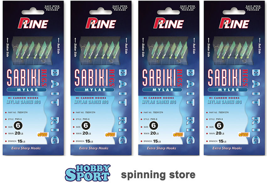 SABIKI P-LINE HOOK SIZE 6 MILAR 6 AMI ARTIFICIALE MARE CONFEZIONE 4 PEZZI