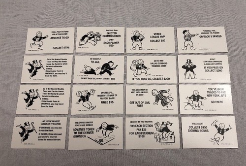 1998 Monopoly NFL Collector's Ed Board Game Replacement NFC AFC Game Cards