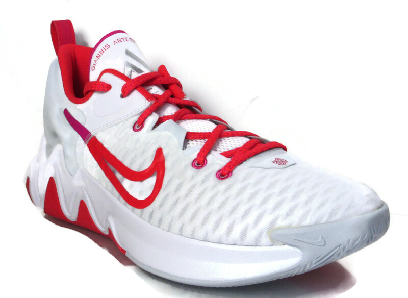 

Белые баскетбольные кроссовки Nike Giannis Immortality CZ4099-101, White-siren red-pink prime, Nike Giannis Immortality
