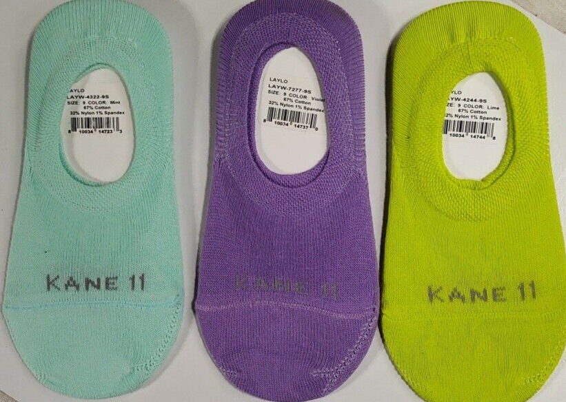 Kane 11 Laylo (3 Pairs) No-Show Woman's Sock Cushions Size 9 NIP