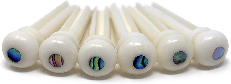 Slotted Pure Bone Bridge Pins with Abalone Dot Inlay for 6 & 12 String Acoustic