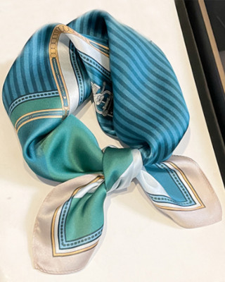 100% Silk 20'' small square Scarf Women neckerchief Wrap beige blue green