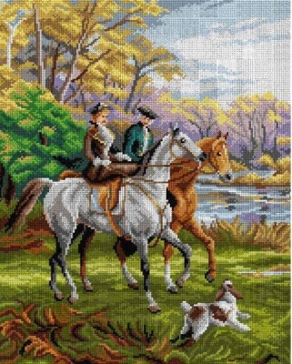 Printed Canvas for Tapestry Gobelin ''The Morning Ride'' 3041M