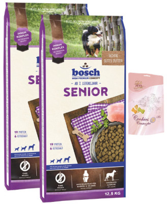 2x12,5kg Bosch Senior + Lolo Hundekekse