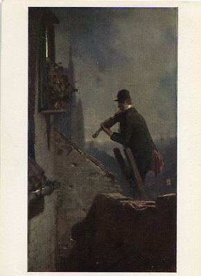 Alte Kunstpostkarte - Carl Spitzweg - Das Ständchen auf der Leiter