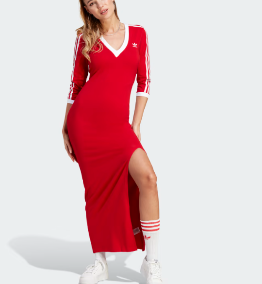 adidas アディダス Stripes Maxi ドレス 関税送料無料 ADIDAS ORIGINALS CLASSICS 3 STRIPES MAXI DRESS RED BNWT UK M