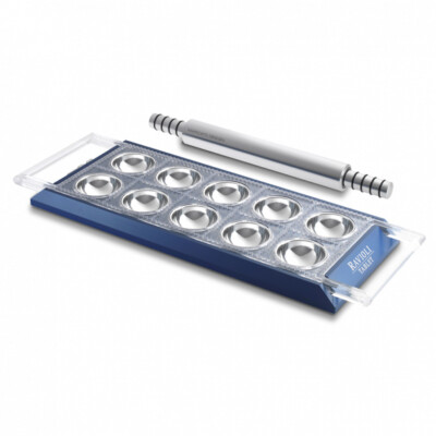Marcato Board for ravioli Made at Home + Rolling Pin IN Metal Blue