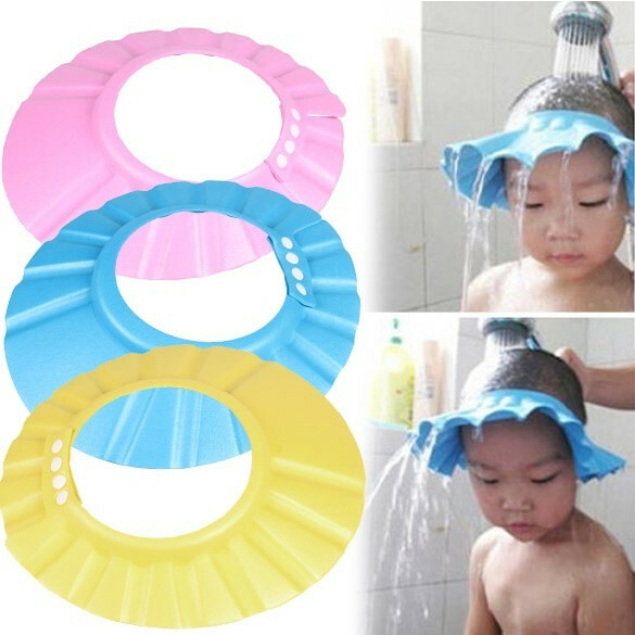 Adjust Shampoo Shower Bathing Bath Protect Soft Cap Hat For Baby Blue