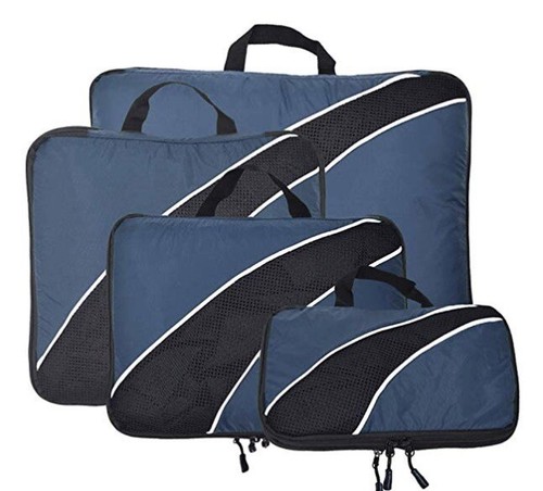 Ecredit Packing Organizers Cubes, Mesh Compression Travel Water resistant Blue