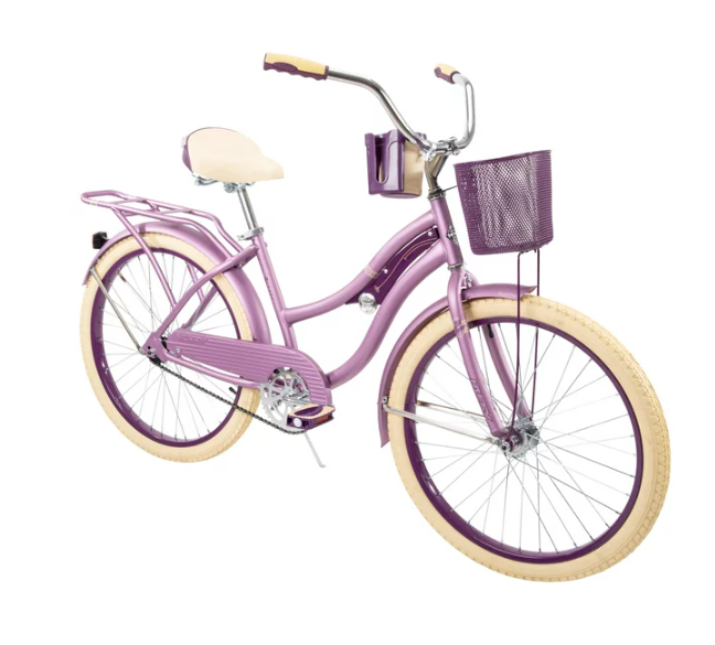 24" Nel Lusso Girls' Cruiser Bike,w/Cup Holder,Front Basket. 3 Colors Girls Gift
