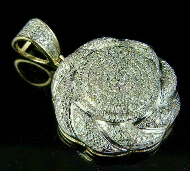 Pre-owned Nsg Men's Cyclone Medallion Pendant 2ct Vvs Moissanite 14k Yellow Gold Plated Silver In White