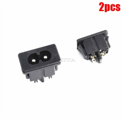 2Pcs AC250V 2.5A IEC320 C8 Male 2 Pins Power Inlet Socket Panel Embedded Ic N ny