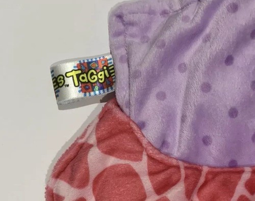 Taggies Blanket Giraffe Security Lovey Purple Polka Dot Plush Peek A Boo Blankie