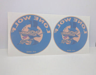 Pair 3" Lone Wolf Stickers, INSIDE WINDOW / Glass, Hot Rod Retro Vintage Decal