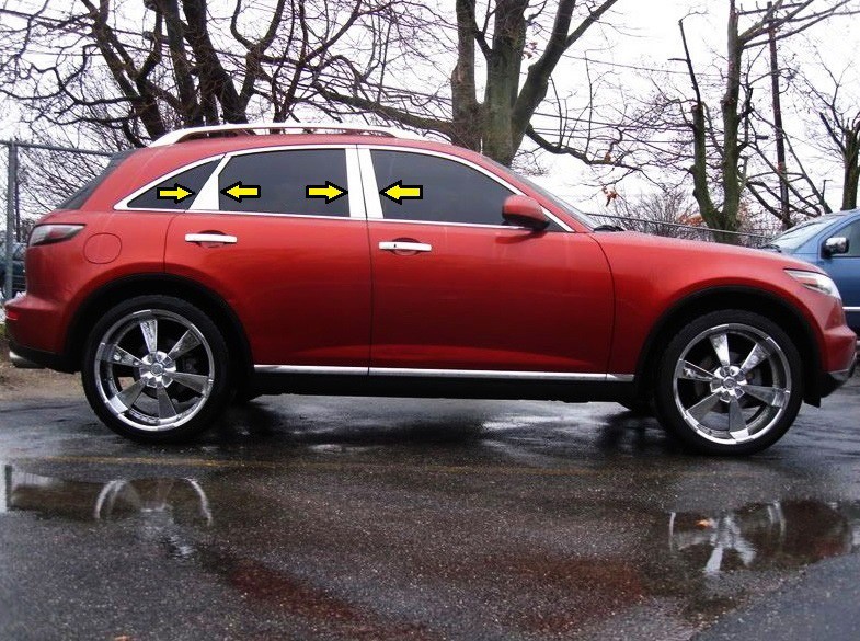 Chrom Tür Säulenverkleidung 6 Stück S.STAHL für Infiniti FX35 2009 bis 2018
