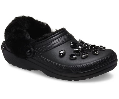 SIMONE ROCHA BLACK/BLACK FUR LINED CROCS SLIP-ON M6/W8