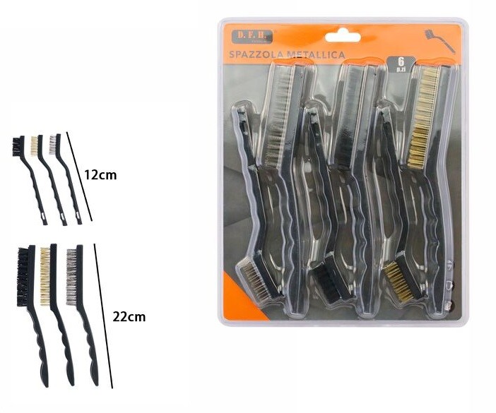 Set 6 Pezzi Spazzola Metalliche Per Ferro Metallo Lunghe Corte dfh