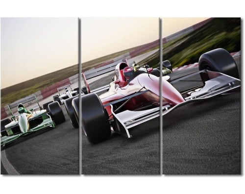 3 Pc.F1 Racing Car Fan Canvas Wall Art 40”x60”Stretched Onto Frame Ready To Hang