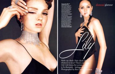 2007 Ben Dunbar-Brunton Lily Cole 6-page MAGAZINE EDITORIAL - Diamond Glamour
