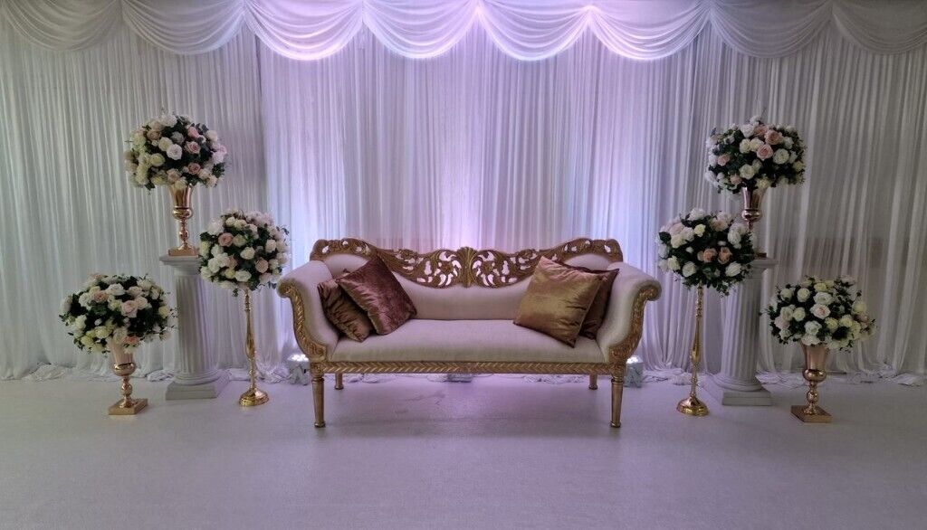 Wedding Decor, Chair Cover, Flowerwall, Stage Backdrop, Chiavari Hire, Throne, Light, Table Linen