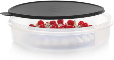 Tupperware Large Round Pie Cupcake Container 12  Black SEAL Freezer Safe BPA FRE