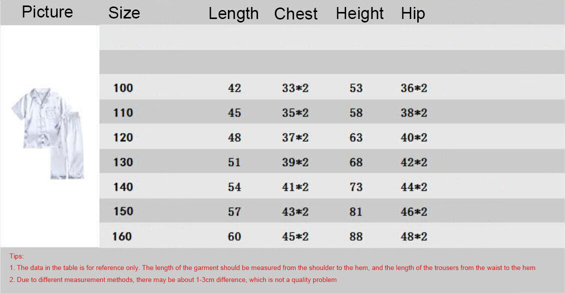 Kids Boys Girls Silk Satin Pajamas Suit S Nightwear PJS Xmas Sleepwear Sets